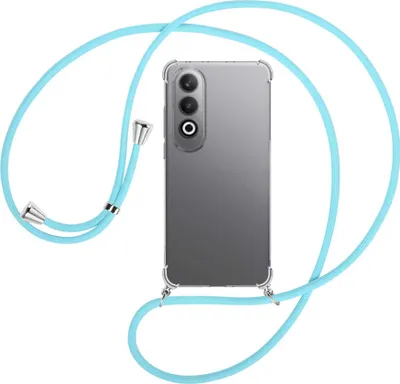 Produktbild von Handykette Backcover-Schutzhülle mit Band (Metall silberfarben) für OnePlus Nord CE4 5G - himmelblau