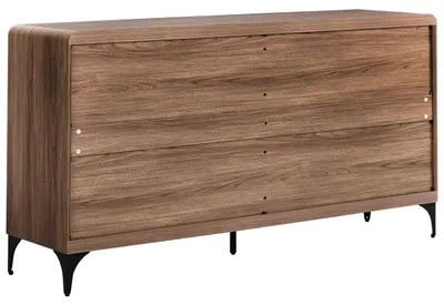 Zdjęcie produktu dla BELIANI Szafka czterodrzwiowa ciemnobrązowa płyta MDF metalowe nóżki160 cm styl skandynawski salon