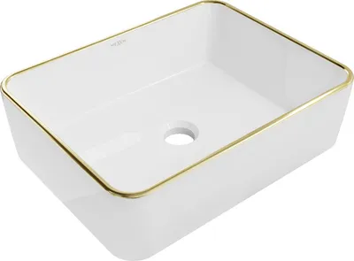 Produktbild von Mexen Catia Aufsatzwaschbecken 48 x 37 cm, Weiß/Goldrand - 21314805