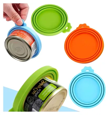 Produktbild von Silikondeckel für Tierfutterdosen, 3 Stück Universal Deckel für Dosen mit Durchmessern von 6,5 cm, 7,5 cm und 8,5 cm