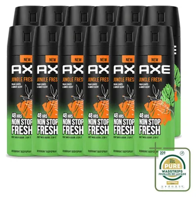 Zdjęcie produktu dla 12 sztuk dezodorantu w sprayu Axe Jungle Fresh - 150 ml - zestaw ekonomiczny