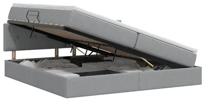 Produktbild von Aufbewahrungsbett mit Matratze Hellgrau 200 x 200 cm Samt