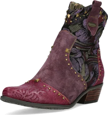 Produktbild von Laura Vita Damen Stiefelette gemusterter Cowboy Boot mit Nieten Hicnio 20, Größe:37 EU, Farbe:Violett