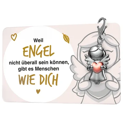 Produktbild von FABACH Beste Freundin Schutzengel Schlüsselanhänger mit Herz und Karte - Engel Glücksbringer mit Kärtchen - Geschenk für Freundinnen oder Kollegin