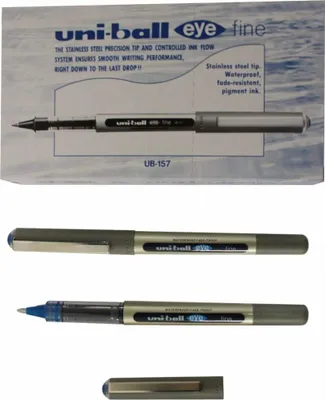 Produktbild von Kugelschreiber mit Flüssigtinte Uni-Ball Rollerball Eye Fine UB-157 Blau 12 Stück
