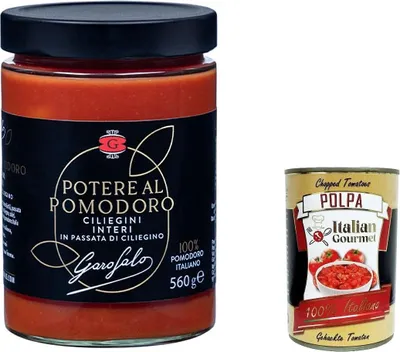 Produktbild von 6x Ciliegini interi in passata di pomodoro ciliegino, Kirschtomaten tomaten 100% italienisch 560g + Italian Gourmet polpa 400g