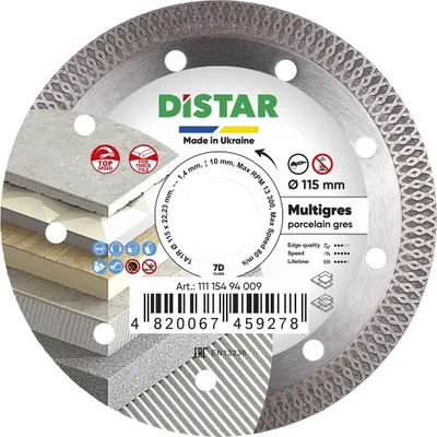 Obrázek produktu pro DISTAR diamantový řezný kotouč dede diamond 115 mm 1A1R Multigres pro keramické a porcelánové obklady a dlažby