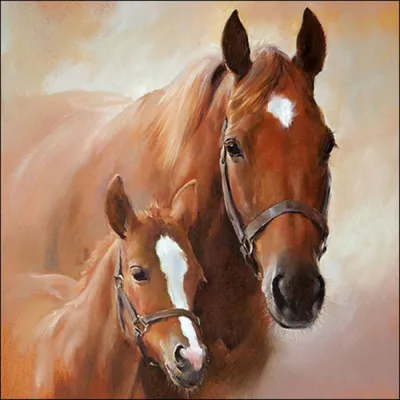Immagine prodotto di Tovaglioli 33x33 cm - Horse with foal