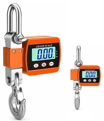 Produktbild von Digitale Kranwaage 500 kg, Elektronische Hängewaage mit LCD-Display, Aluminiumgehäuse, Edelstahlhaken, kg/lb/N Umschaltung