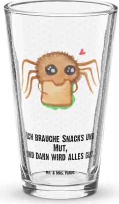 Produktbild von Mr. & Mrs. Panda Glas Spinne Agathe Sandwich - Transparent - Geschenk, eistee, Mut, Glück, Alles Wird gut, Tumbler, Cocktailglas, Hungrig, Longdrinkglas, Hunger, Bierglas