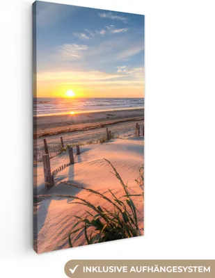 Obrázek produktu pro OneMillionCanvasses® - Obraz na plátně - Pláž - Moře - Duna - Západ slunce - Krajina, nástěnná malba, nástěnné dekorace obrazy obývací pokoj, 20x40cm
