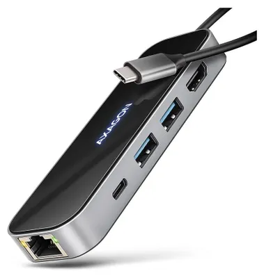 Productafbeelding van Axagon HMC-6GLN, Kabel, USB 3.2 Gen 1 (3.1 Gen 1) Type-C, 100 W, 1.4/2.2, 10,100,1000 Mbit/s, Zwart