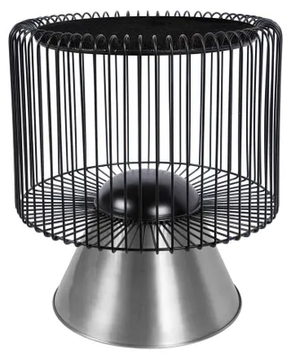 Immagine prodotto di Tavolino laterale Padiro, forma circolare, diametro 51 x 56,5 cm - Nero/Argento - design moderno, stile Art Déco elegante - motivo marmorizzato - struttura in metallo di ferro