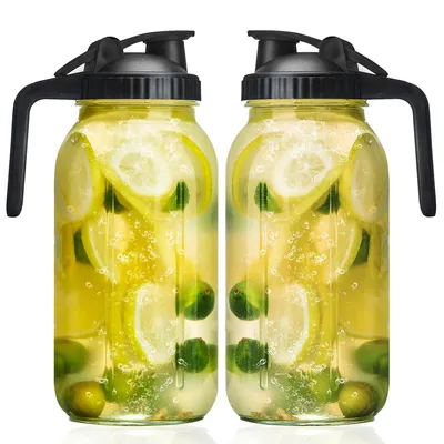 Produktbild von Krug aus Glas,Glas Getränkespender, 1,8 l Ausgießer, Deckel und Griff, luftdicht, auslaufsicher, für Kühlschrank, Muttermilch