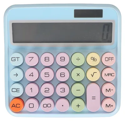 Immagine prodotto di Calcolatrice tascabile a 12 cifre, tastiera meccanica, desktop elettronico per casa, scuola, ufficio, azzurro cielo
