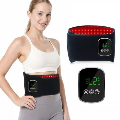 Produktbild von Rotlichttherapie Gürtel kabellos, LED Lichttherapie mit 660 nm Rotlicht und 850 nm Infrarotlicht, 5000 mAh Akku, 5 Intensitätsstufen, Vibration