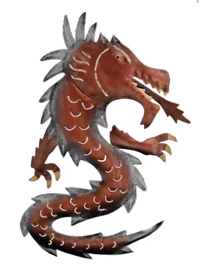 Produktbild von Drachen Wanddeko Metall Wandbild Drache Gecko Lurch Echse Deko Figur Skulptur