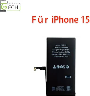 Produktbild von Ersatz Akku für iPhone 15 3349mAh ohne Fehlermeldung ohne Löten Accu Batterie