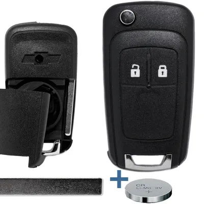 Produktbild von Klapp Schlüssel Gehäuse Funkschlüssel Fernbedienung 2 Tasten Autoschlüssel Rohling + Batterie kompatibel mit Chevrolet