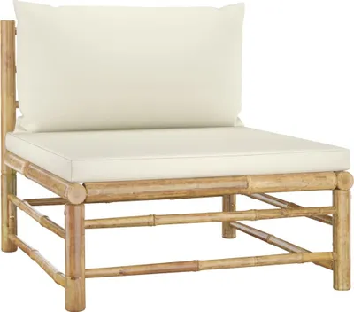 Immagine prodotto di Divano da giardino con cuscini in bambù bianco crema