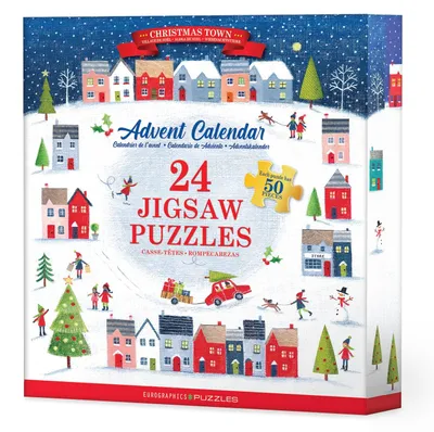 Zdjęcie produktu dla Eurographics Puzzle-Adventskalender Christmas Town, 24 puzzle, 24 x 50 Teile, 12,5 x 12,5 cm, 9924-5805