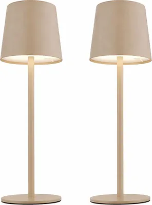 Produktbild von 2x LED Tischleuchte, sandfarben, Touchdimmer, Akku, H 28 cm