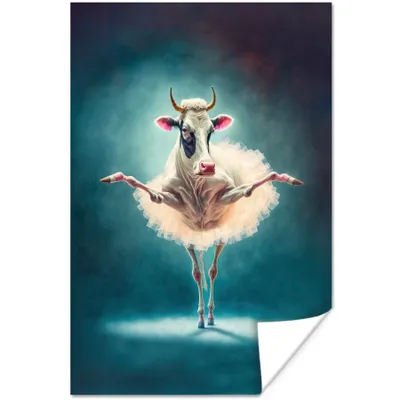 Produktbild von MuchoWow® Poster Kuh - Rock - Ballett - Tiere - Porträt 40x60 cm - Plakate für die Wand - Poster Babyzimmer