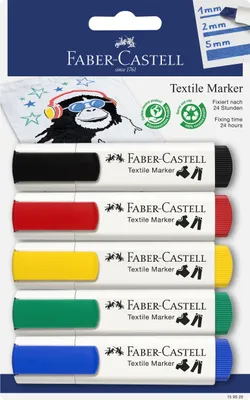 Produktbild von Textilmarker, 5 Basisfarben, Stift