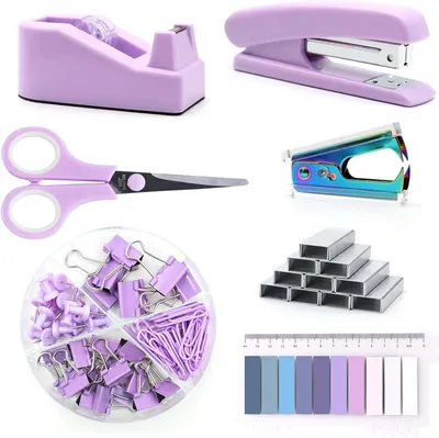 Productafbeelding van Paarse Kantoor Set - Bureau Accessoires - Werkplek Organiseren - Compleet Inclusief - Ruime Keuze - Paars