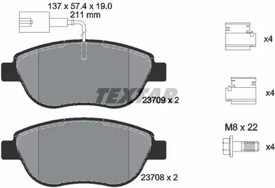Produktbild von Textar Bremsbeläge vorne für Abarth 500 Fiat Doblo Linea Punto Opel Combo