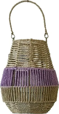 Produktbild von Van der Leeden Laterne LILA Seegras Natur/Violett | Ø 26cm H 31cm