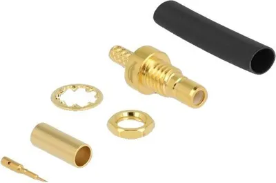Produktbild von DeLOCK SMB Buchse zum Crimpen RG-174 / RG-316 mit passendem Schrumpfschlauch, SMB, Männlich, 50 Ohm, Schwarz, Gold, Messing, Taiwan