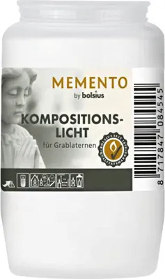 Obrázok produktu pre MEMENTO zloženie olejové svetlo č. 3, biele, BOLSIUS, 30% obsah oleja, 95/57 mm, doba horenia cca 52 h, krabica s 20 kusmi, hrobové sviečky
