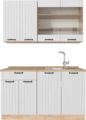Image de Cuisine Vicco Fame-Line Blanc campagne 140cm , PT Chêne, Model 57254