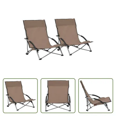 Obrázok produktu pre The Living Store Skladacie plážové lehátka 2 ks. Taupe látka