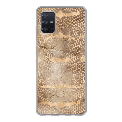 Produktbild von MuchoWow® Handyhülle Schutzhülle Hülle für Samsung Galaxy A71 Schlangendruck - Gold - Braun Silikon Softcase Handy Hülle - Kartenbesitzer