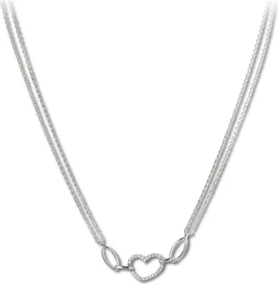 Produktbild von SilberDream Halskette für Damen Herz Zirkonia 45cm 925 Silber glitzer SDK423W