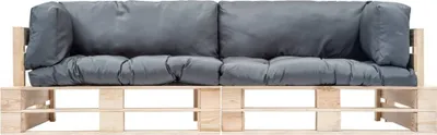 Zdjęcie produktu dla vidaXL 2-częściowa sofa ogrodowa z palet z poduszkami z drewna sosnowego w kolorze szarym