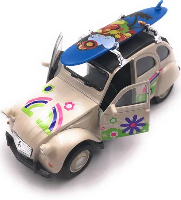 Obrázek produktu pro Onwomania 2CV model auta v béžové surfové střeše Flower Mst. 1:34