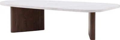 Produktbild von FURNLUX Couchtisch Gronvik Nussbaum Und Marmor Grau 65cm / Hauptfarbe: Braun / Abmessungen: 65 x 130 x 32 cm
