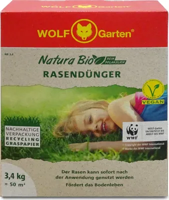 Produktbild von Wolf-Garten Natura  Rasendünger Nr 3,4 für 50qm