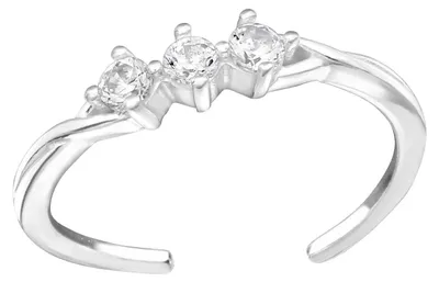 Produktbild von Zehenring Zehring drei Zirkonia Kristalle 925 Silber