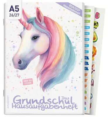 Produktbild von Das Grundschul-Hausaufgabenheft 2026/2027 / A5 / Einhorn / Häfft-Verlag