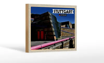 Produktbild von Holzschild Städte Stuttgart Staatsgalerie Architektur 18x12 cm