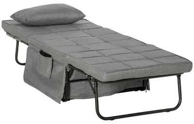 Produktbild von 4-In-1 Einzelbett Gästebett Klappbett Sessel Ottomane, 8 Cm Matratze, 5-Stufen Höhenverstellbar, Stahlrahmen, 188X75X38Cm