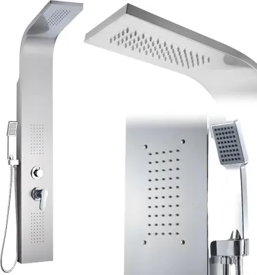 Zdjęcie produktu dla Panel prysznic bateria deszczownica hydromasaż zestaw prysznicowy srebrny