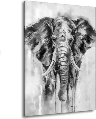 Produktbild von Elefant abstrakt schwarz weiß Wandbild Leinwandbild Kunstdruck XL Wanddeko: 100x150x4cm