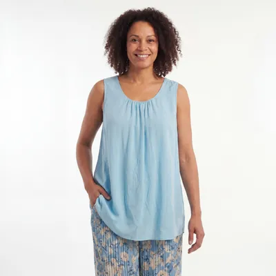 Produktbild von Top Long Shirt ärmelloses Sommer Oberteil Rundhals 36-50 für Damen