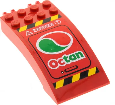 Produktbild von 1x Lego Cockpit 8x4x2 gewölbt rot Dach Sticker Octan 7244 46413pb003