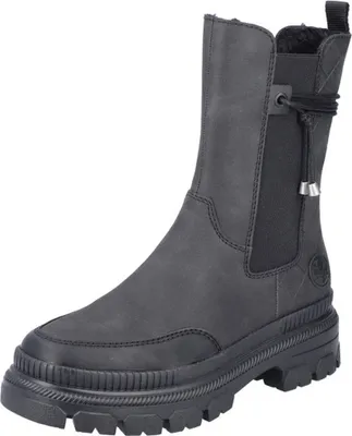 Produktbild von Rieker Damen Chelsea Boot Warmfutter Kordel Chunky-Sohle Stiefelette Y9371, Größe:41 EU, Farbe:Schwarz